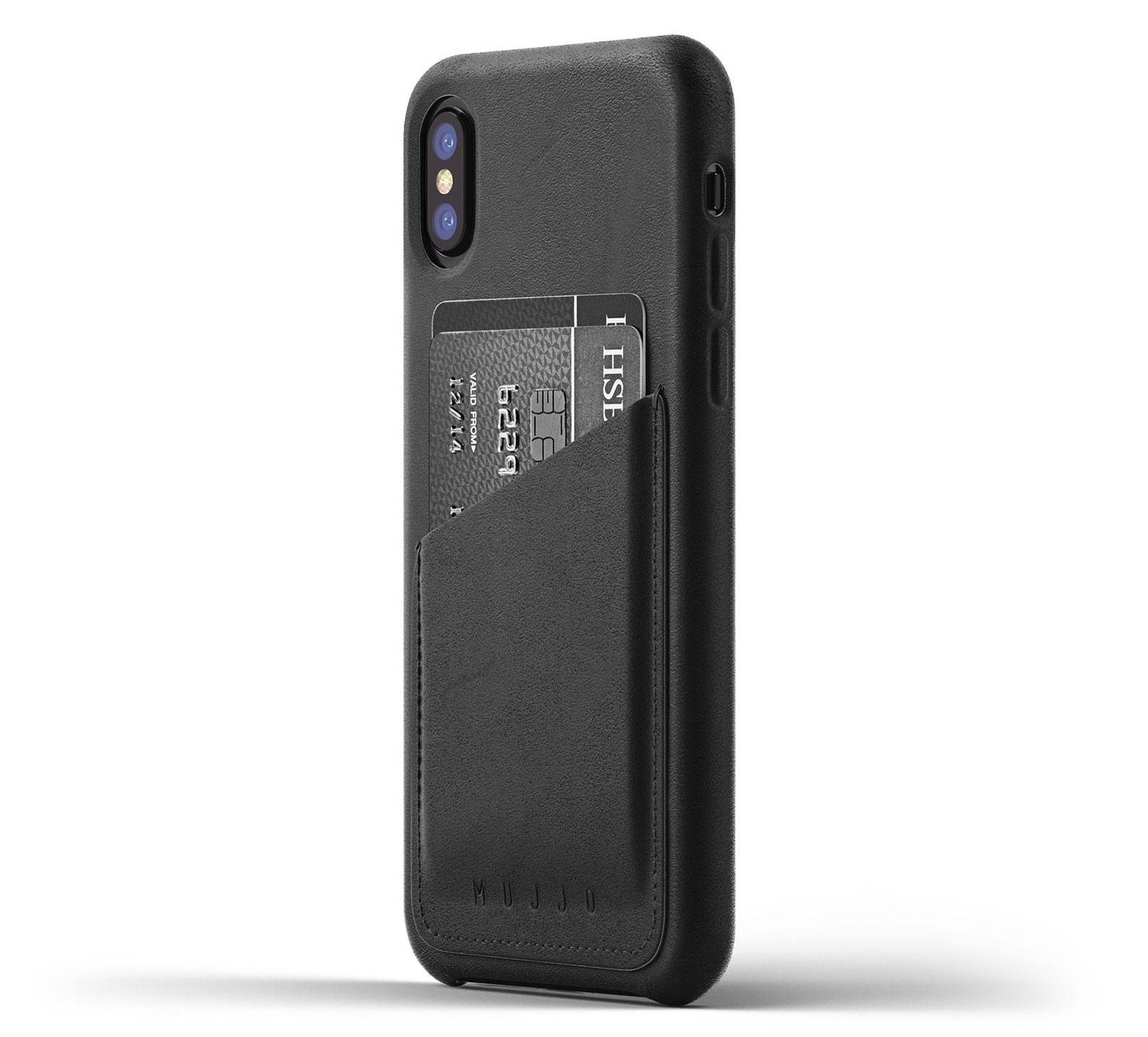 Mujjo Full Leather Wallet Case iPhone X (czarny)