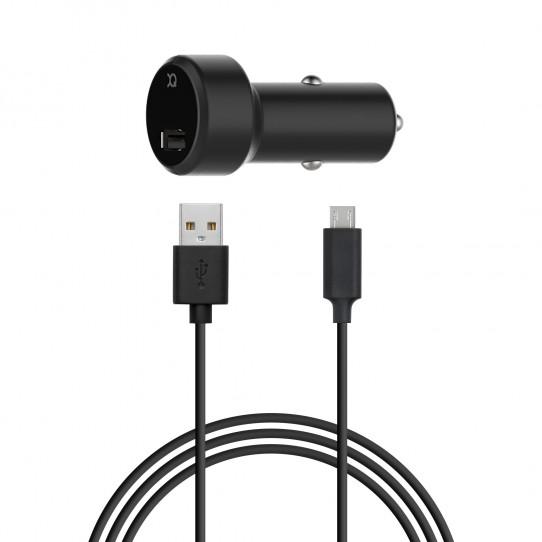 Ładowarka samochodowa Xqisit Car Charger 2,4A USB-microUSB (czarny)