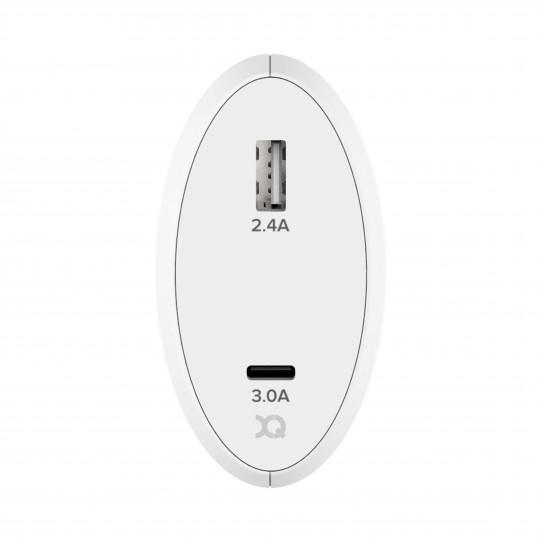 Xqisit Travel Charger 5,4A Dual USB+USB-C EU (biały)