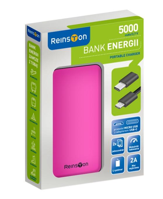 Powerbank Reinston Neon 5000mAh EPB016 Różowy