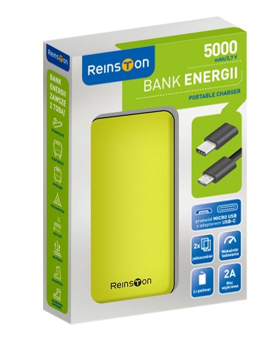 Powerbank Reinston Neon 5000mAh EPB014 Zielony