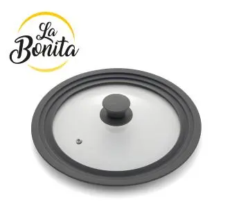 Pokrywa La Bonita LB1822PO01 3w1 Uniwersalna 18cm 20cm 22cm Szklana Silikonowy uchwyt i rant