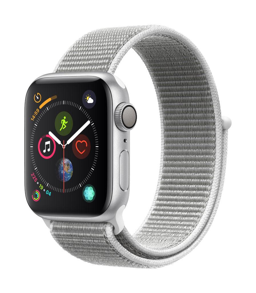 Smartwatch Apple Watch 4 40mm Koperta z aluminium w kolorze srebrnym z opaską sportową w kolorze porcelanowym