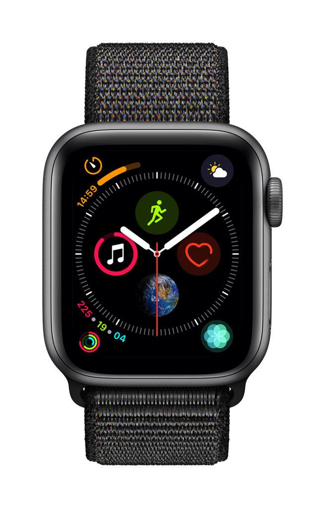 Smartwatch Apple Watch 4 40mm Koperta z aluminium w kolorze gwiezdnej szarości z opaską sportową w kolorze czarnym