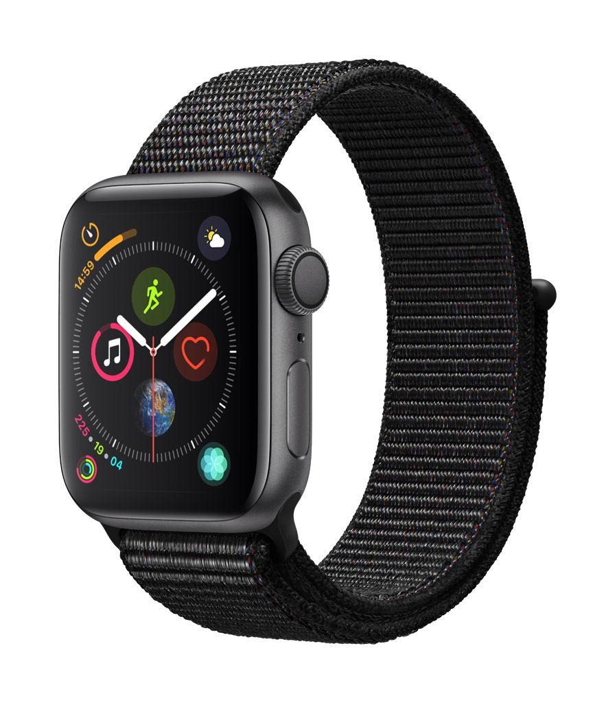 Smartwatch Apple Watch 4 40mm Koperta z aluminium w kolorze gwiezdnej szarości z opaską sportową w kolorze czarnym