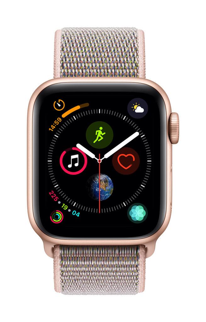 Smartwatch Apple Watch 4 40mm Koperta z aluminium w kolorze złotym z opaską sportową w kolorze piaskowego różu