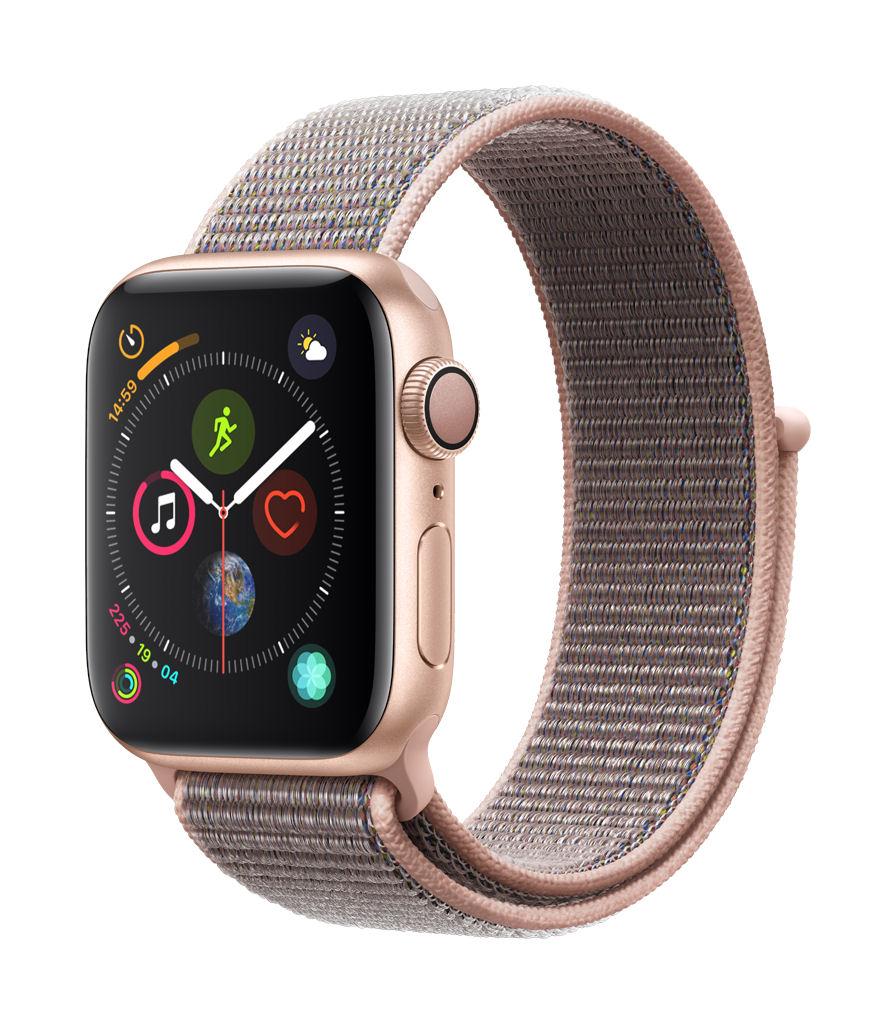 Smartwatch Apple Watch 4 40mm Koperta z aluminium w kolorze złotym z opaską sportową w kolorze piaskowego różu