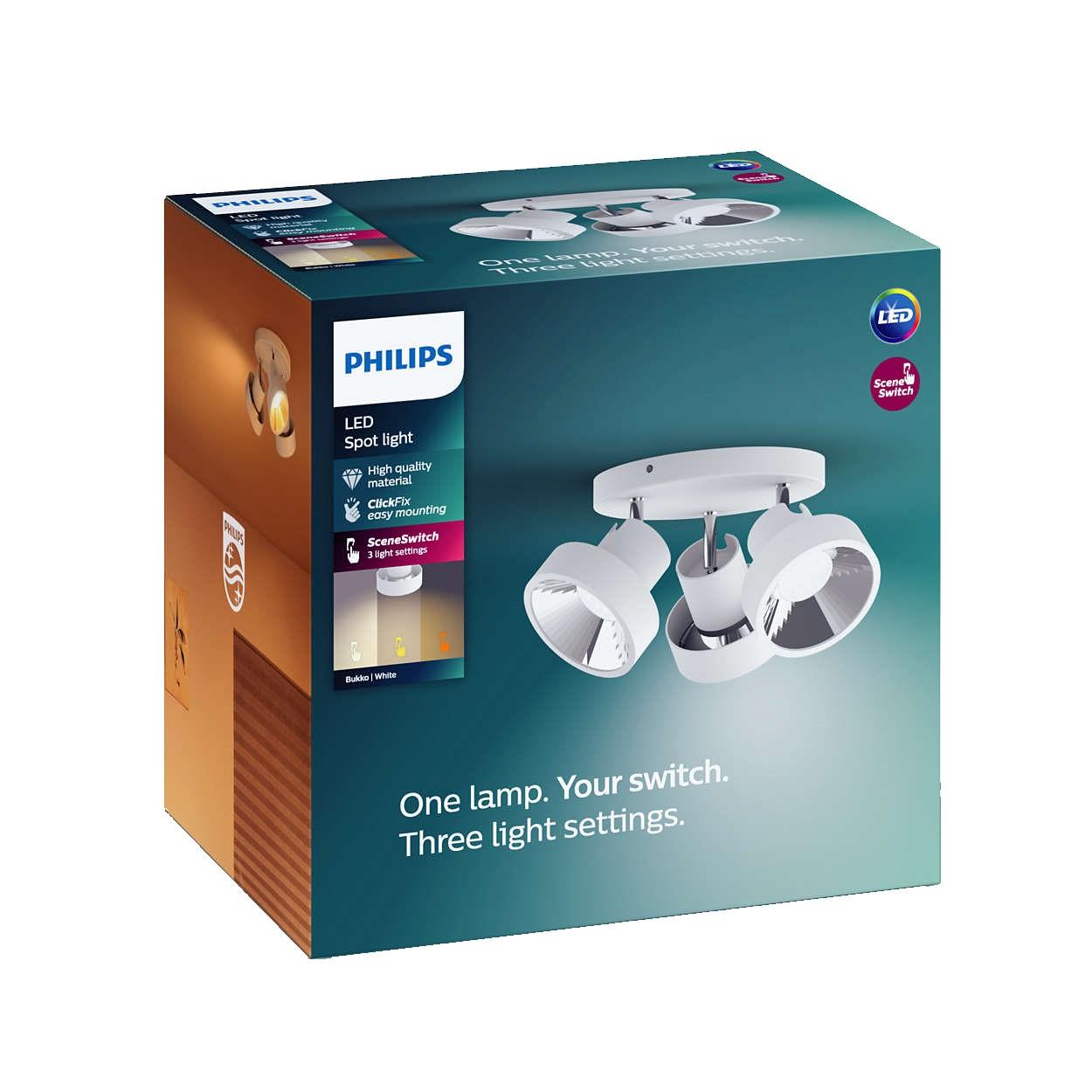 Philips BUKKO plate/spiral white 3x4.5W SELV