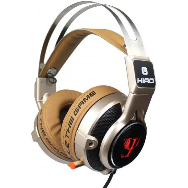 Słuchawki przewodowe z mikrofonem HIRO PSI Nauszne Złoty