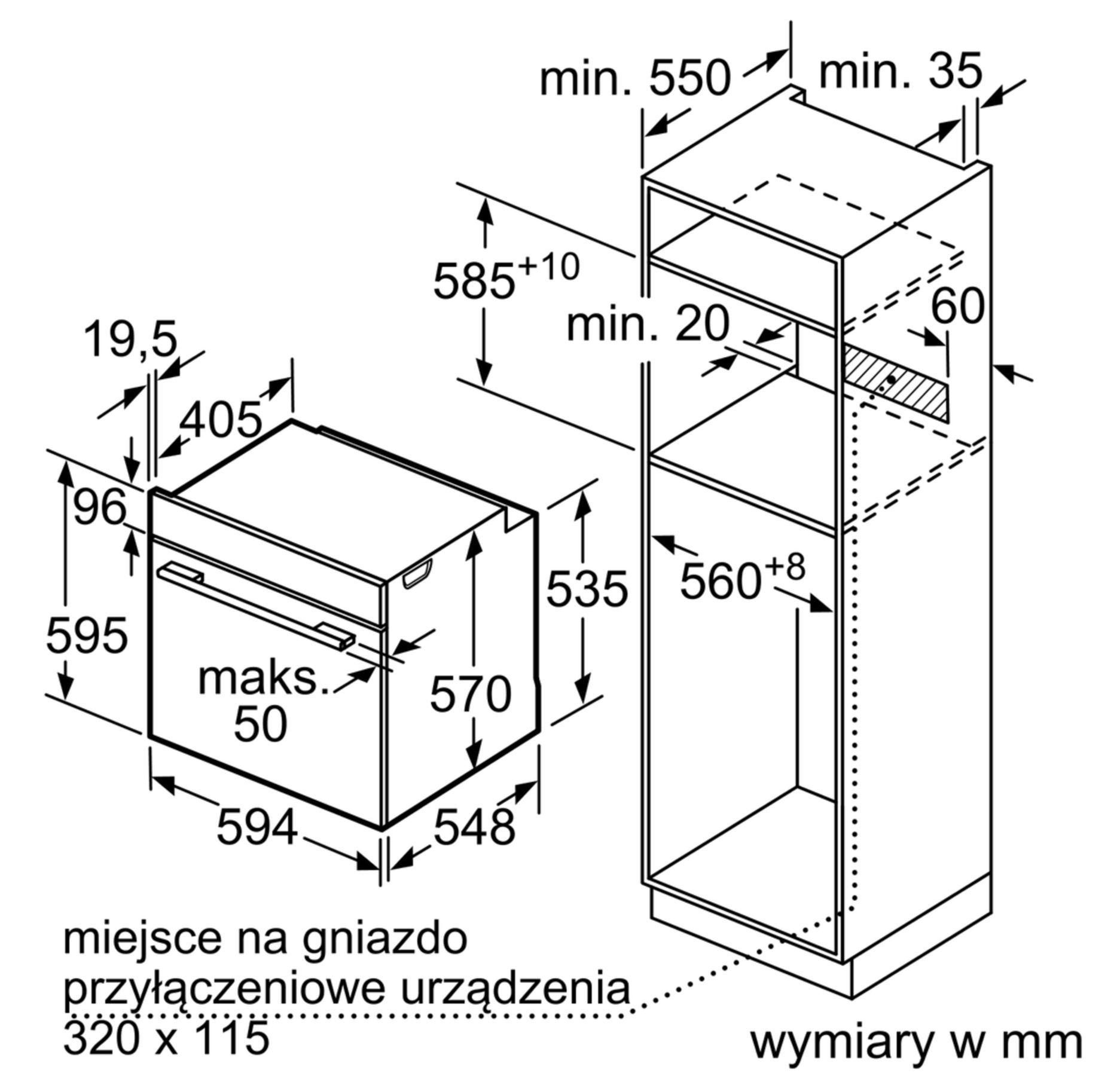 Piekarnik elektryczny Siemens iQ500 HB337A0S0 - termoobieg - prowadnice teleskopowe