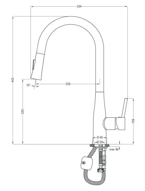 Bateria Deante Lukrecja BDH B720 Chrom/Czarny Mosiądz