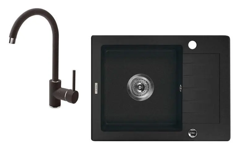 Zlewozmywak Deante Zorba ZQZA211A Grafitowy + bateria stojąca Grafitowy