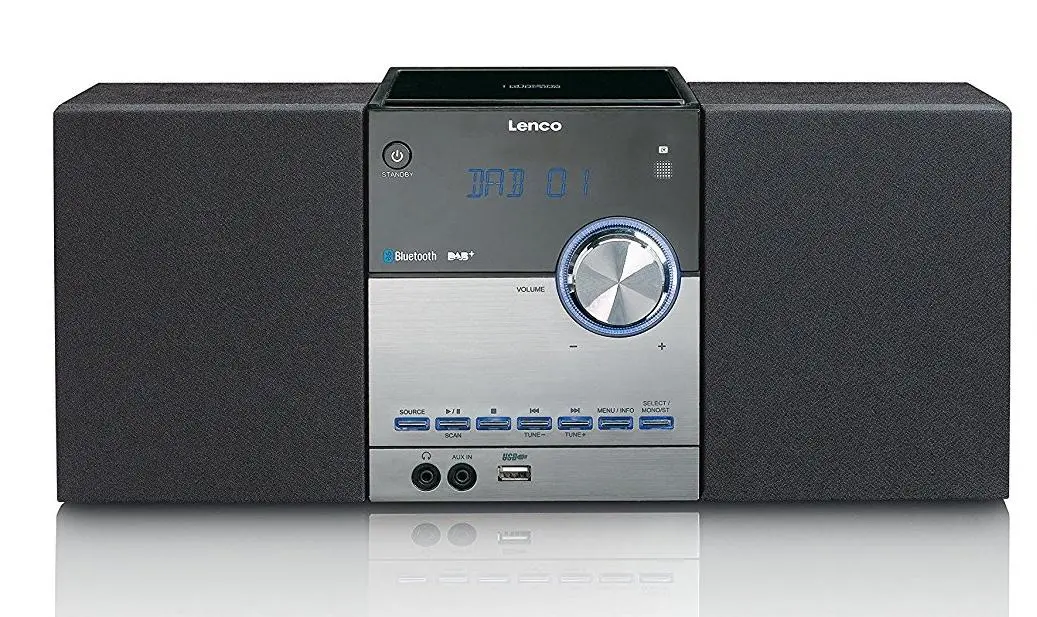 Wieża Lenco MC-150 20W Bluetooth Radio FM, DAB+ Czarny