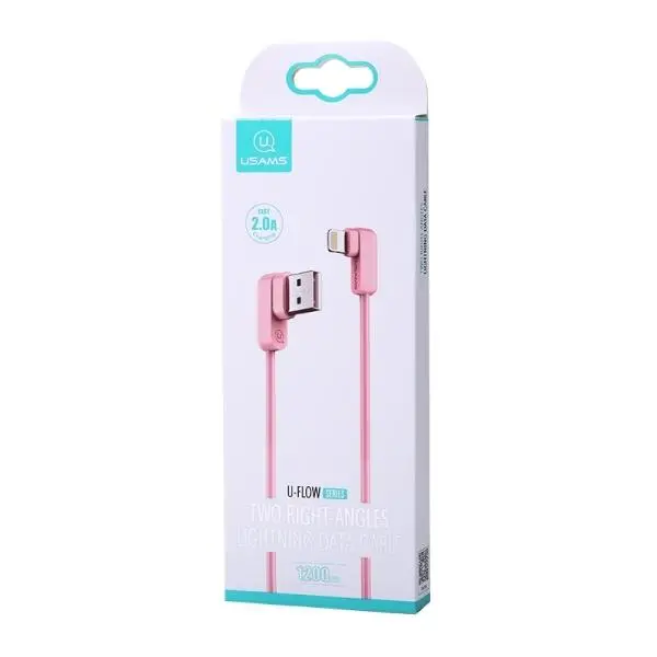 Kabel USAMS kątowy U-flow Lightning US-SJ165 Różowy
