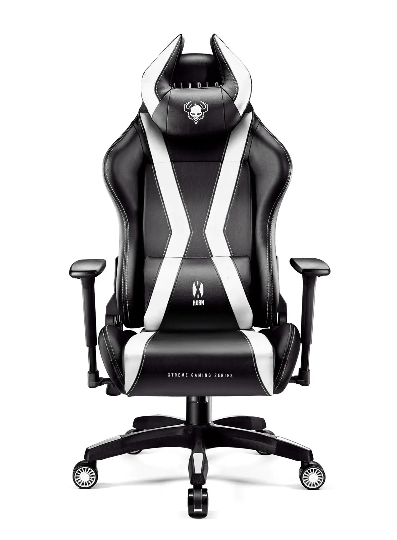Fotel Diablo Chairs X-Horn 2.0 Normal Size Gamingowy do 160kg Skóra ECO Czarno-biały