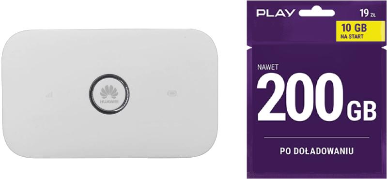 Huawei E5573C Biały + Starter Play 10GB, Router bezprzewodowy z 4G ...