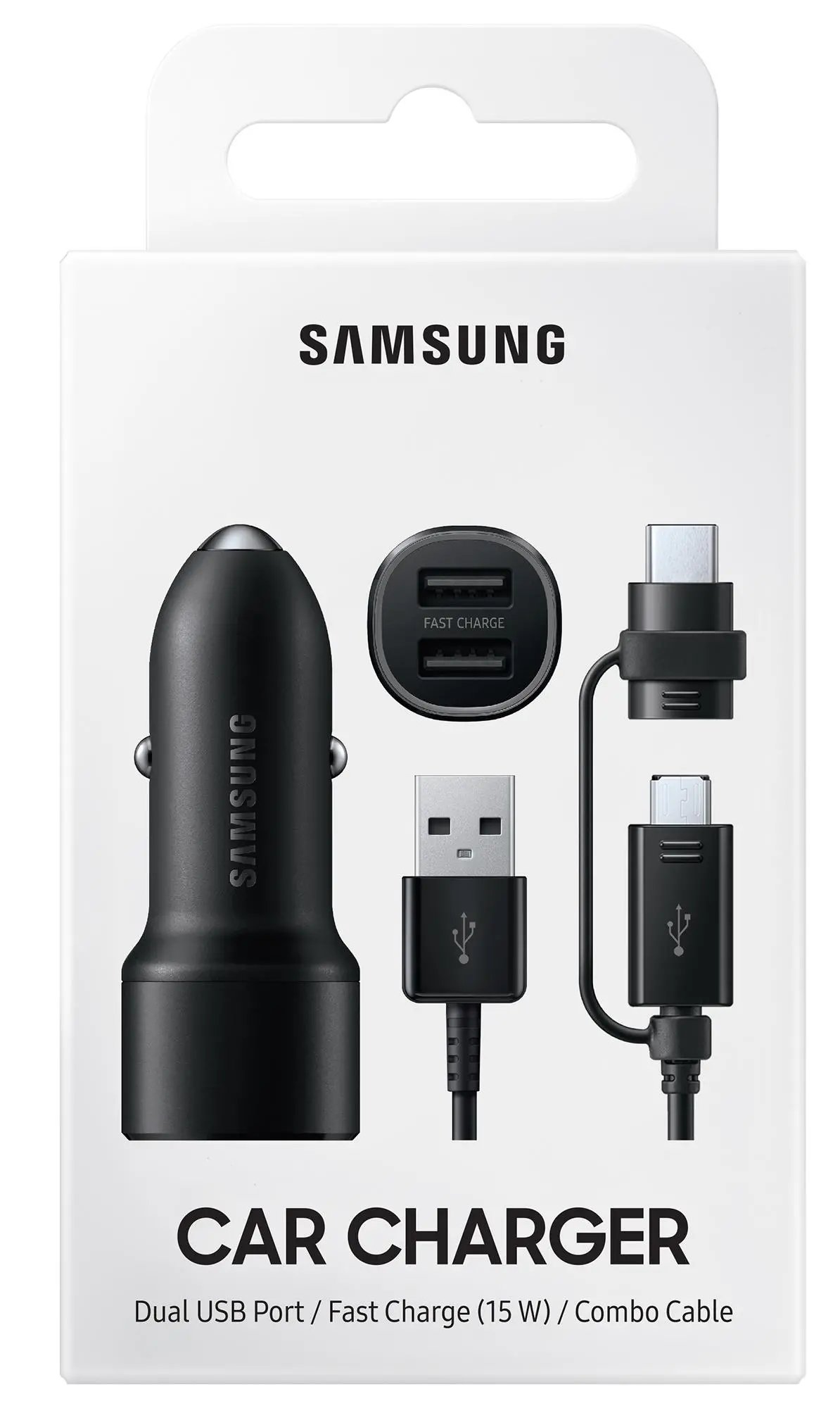 Ładowarka samochodowa Samsung 2x2A 15W kabel USB Czarny