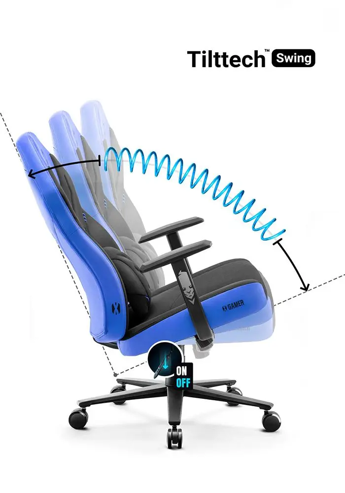 Fotel Diablo Chairs X-Gamer 2.0 Normal Size Gamingowy do 150kg Skóra ECO Tkanina Cool water
