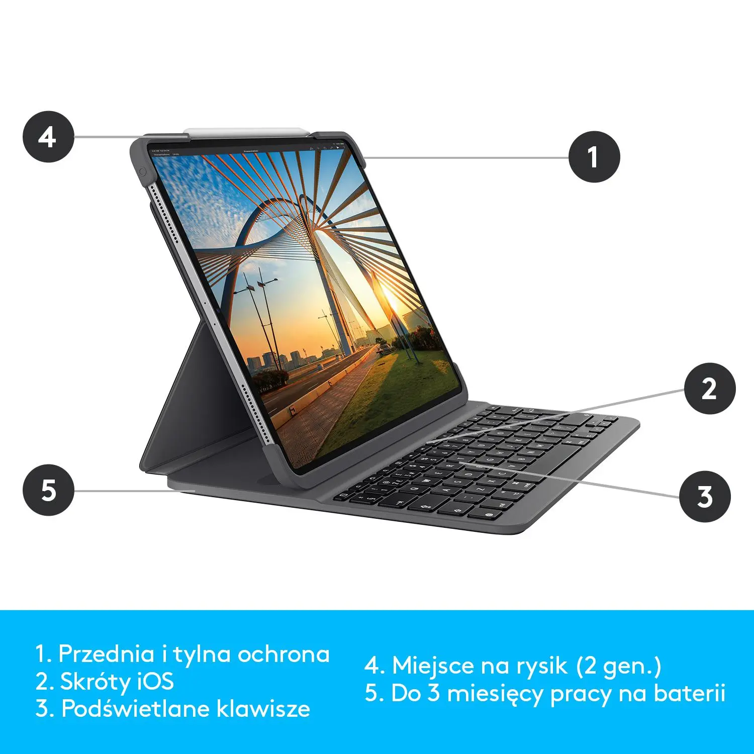 Etui na tablet Logitech Slim Folio Pro iPad Pro 12,9 (3. i 4.gen.) Grafitowy