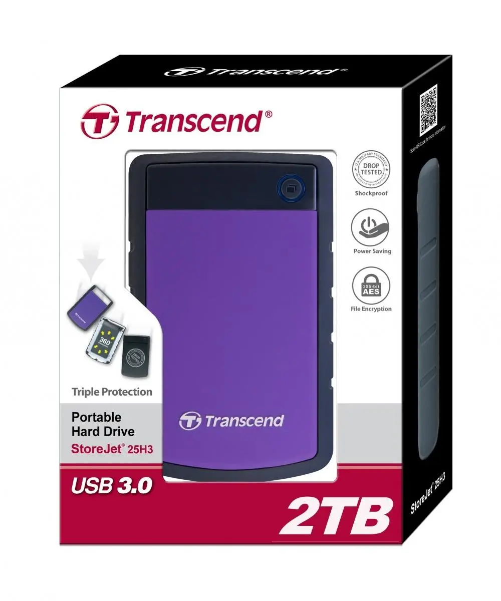 Dysk Transcend StoreJet H3P 2TB USB 3.0  Fioletowy
