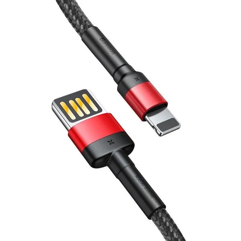 Kabel Baseus Lightning USB dwustronny Cafule 2,4A 1m Czarno-czerwony