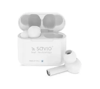 Słuchawki bezprzewodowe Savio TWS-07 PRO Dokanałowe Bluetooth 5.0 Biały