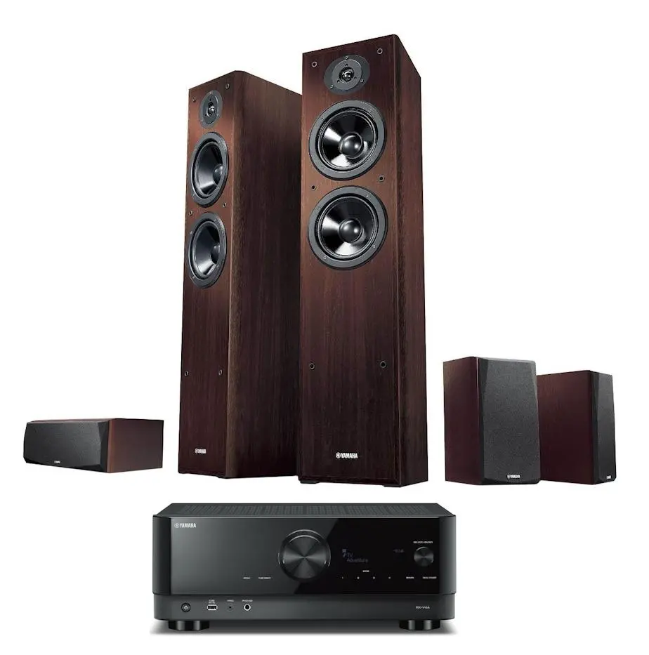 Zestaw kina Yamaha MusicCast RX-V4A Czarny, NS-F51/NS-P51 Orzech