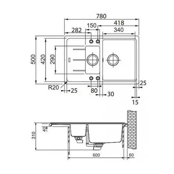Zlewozmywak Franke Basis BFG 651-78 Granitowy Orzechowy