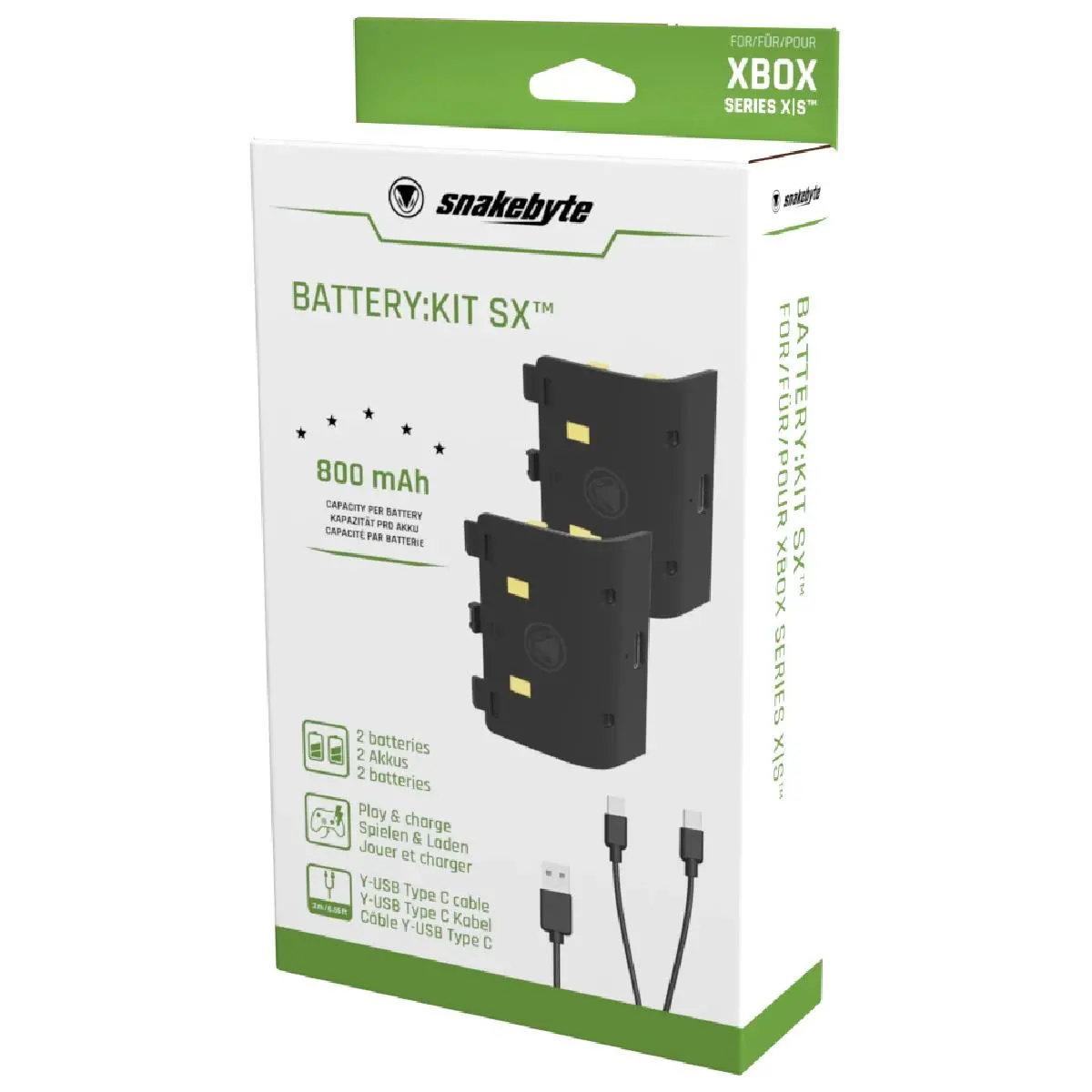 Akumulator Snakebyte SB916335 BATTERY KIT SX do padów Xbox Series 2szt + 2m kabel Czarny