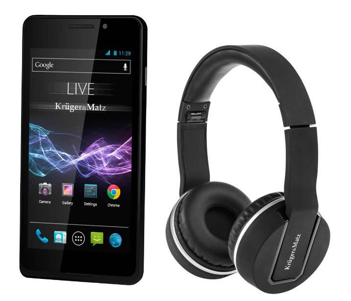 Smartfon Kruger & Matz Live KM0403 (czarny) + słuchawki KM0063