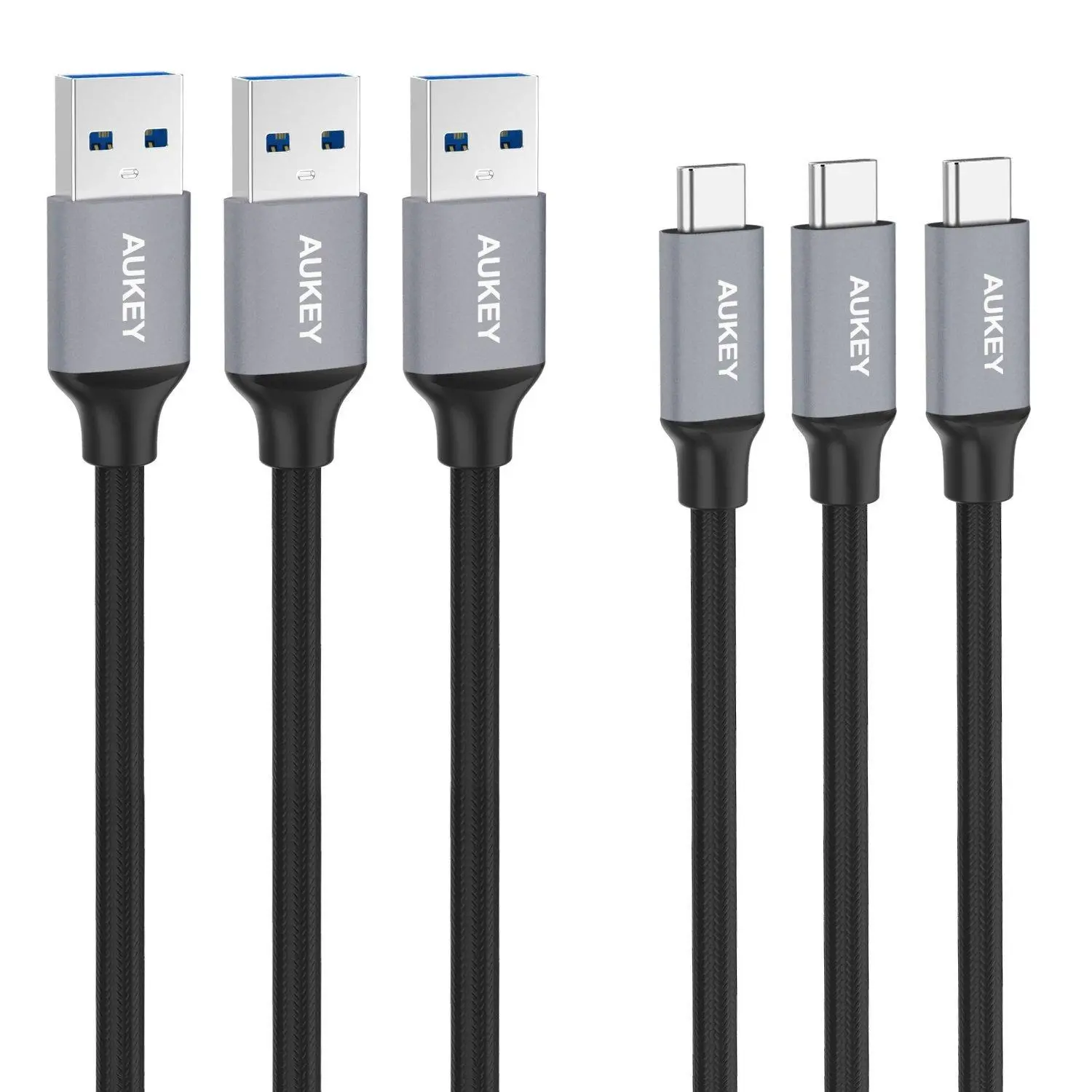 Kabel Aukey CB-CMD1 USB-C do USB 3szt 1m Czarny