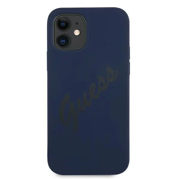 Etui Guess Silicone Vintage Script GUHCP12SLSVSBL do iPhone 12 mini Niebieski