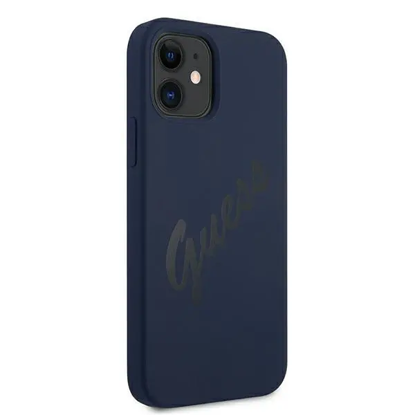 Etui Guess Silicone Vintage Script GUHCP12SLSVSBL do iPhone 12 mini Niebieski