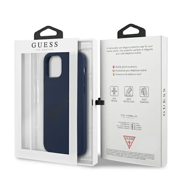 Etui Guess Silicone Vintage Script GUHCP12SLSVSBL do iPhone 12 mini Niebieski