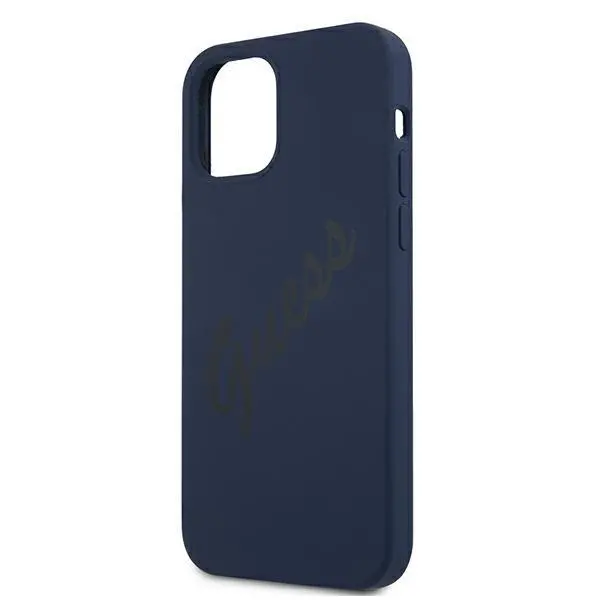Etui Guess Silicone Vintage Script GUHCP12SLSVSBL do iPhone 12 mini Niebieski