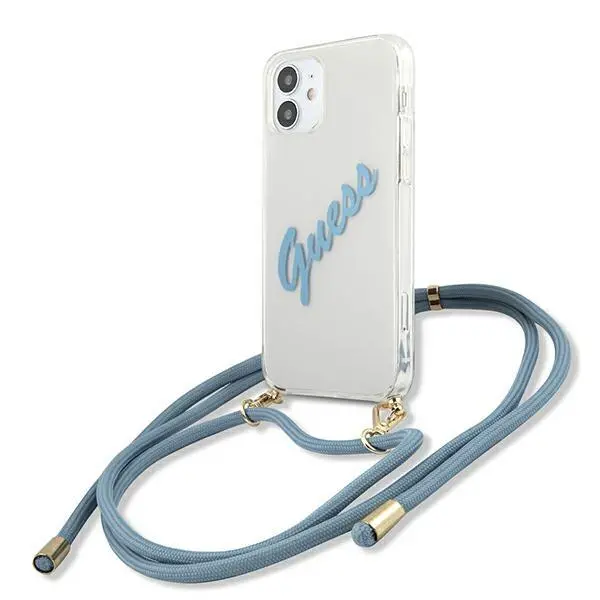 Etui Guess Vintage GUHCP12SCRTVSBL do iPhone 12 mini Niebieski