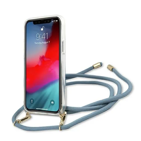 Etui Guess Vintage GUHCP12SCRTVSBL do iPhone 12 mini Niebieski
