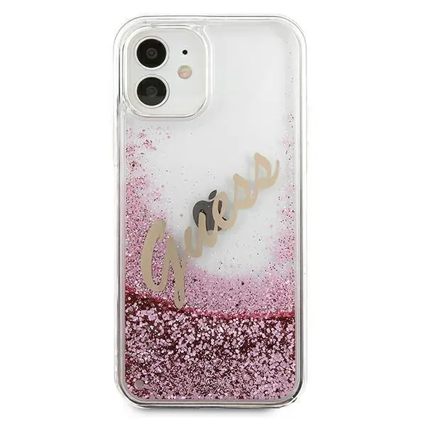 Etui Guess Glitter Liquid Vintage GUHCP12SGLVSPI do iPhone 12 mini Różowy
