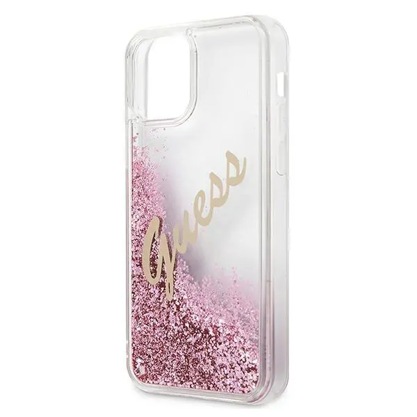 Etui Guess Glitter Liquid Vintage GUHCP12SGLVSPI do iPhone 12 mini Różowy