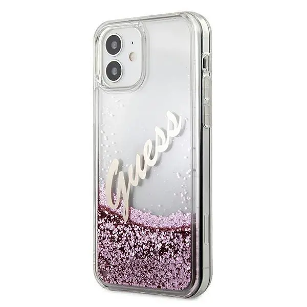 Etui Guess Glitter Liquid Vintage GUHCP12SGLVSPI do iPhone 12 mini Różowy