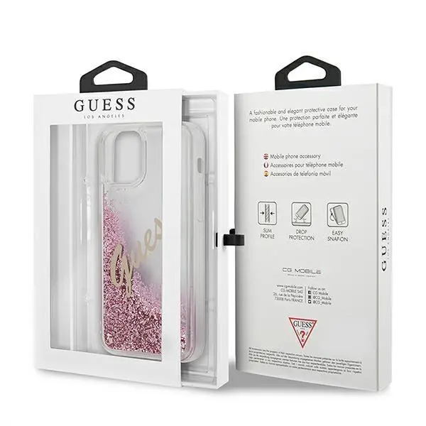 Etui Guess Glitter Liquid Vintage GUHCP12SGLVSPI do iPhone 12 mini Różowy