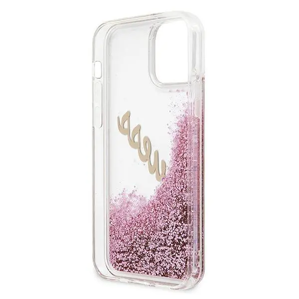 Etui Guess Glitter Liquid Vintage GUHCP12SGLVSPI do iPhone 12 mini Różowy