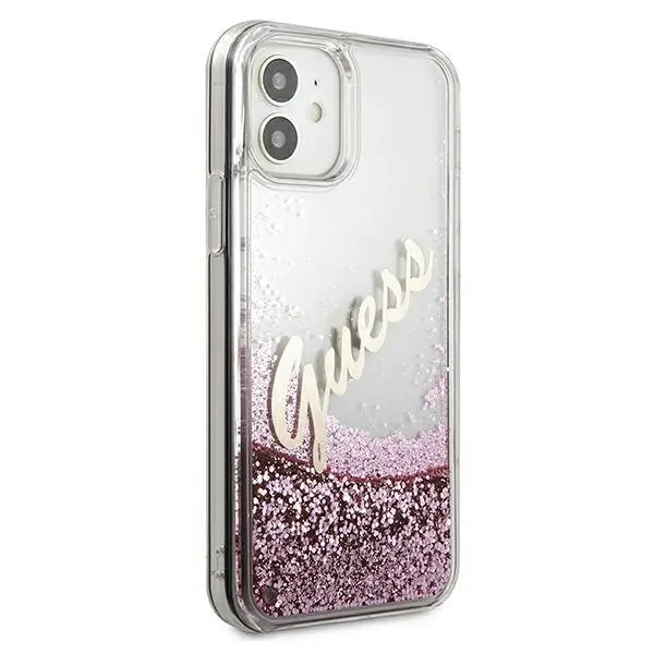 Etui Guess Glitter Liquid Vintage GUHCP12SGLVSPI do iPhone 12 mini Różowy