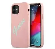 Guess Silicone Vintage Script GUHCP12SLSVSPG do iPhone 12 mini Różowo-zielony