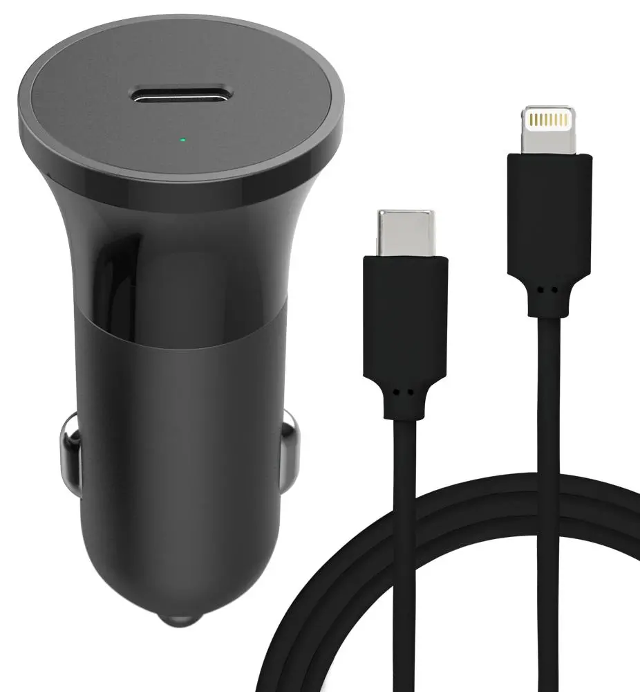 Ładowarka samochodowa BigBen CACCBLMFIC20WPDB Ultra Rapid 20W USB-C kabel USB C/Lightning 1,2m 3A Czarny