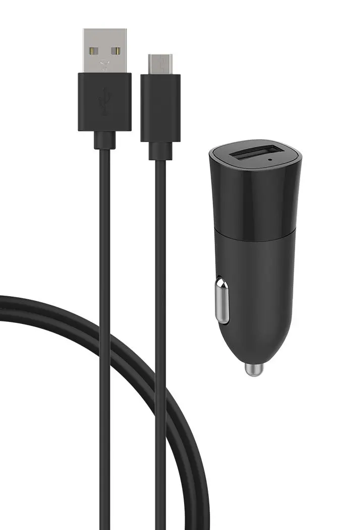 Ładowarka samochodowa BigBen USB-A 2,4W kabel microUSB 1,2m Czarny