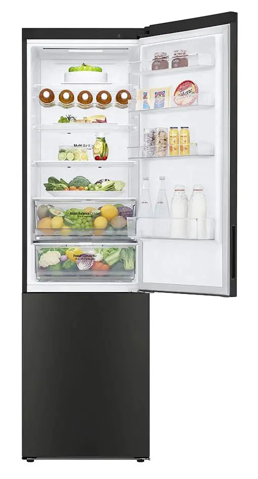 Lodówka LG GBB62BLFGC Pełny No Frost 203cm Szuflada z kontrolą wilgotności Zdalne sterowanie Czarny