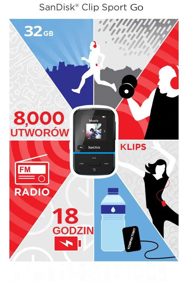 Odtwarzacz MP3 SanDisk Clip Sport Go 32GB Czarny