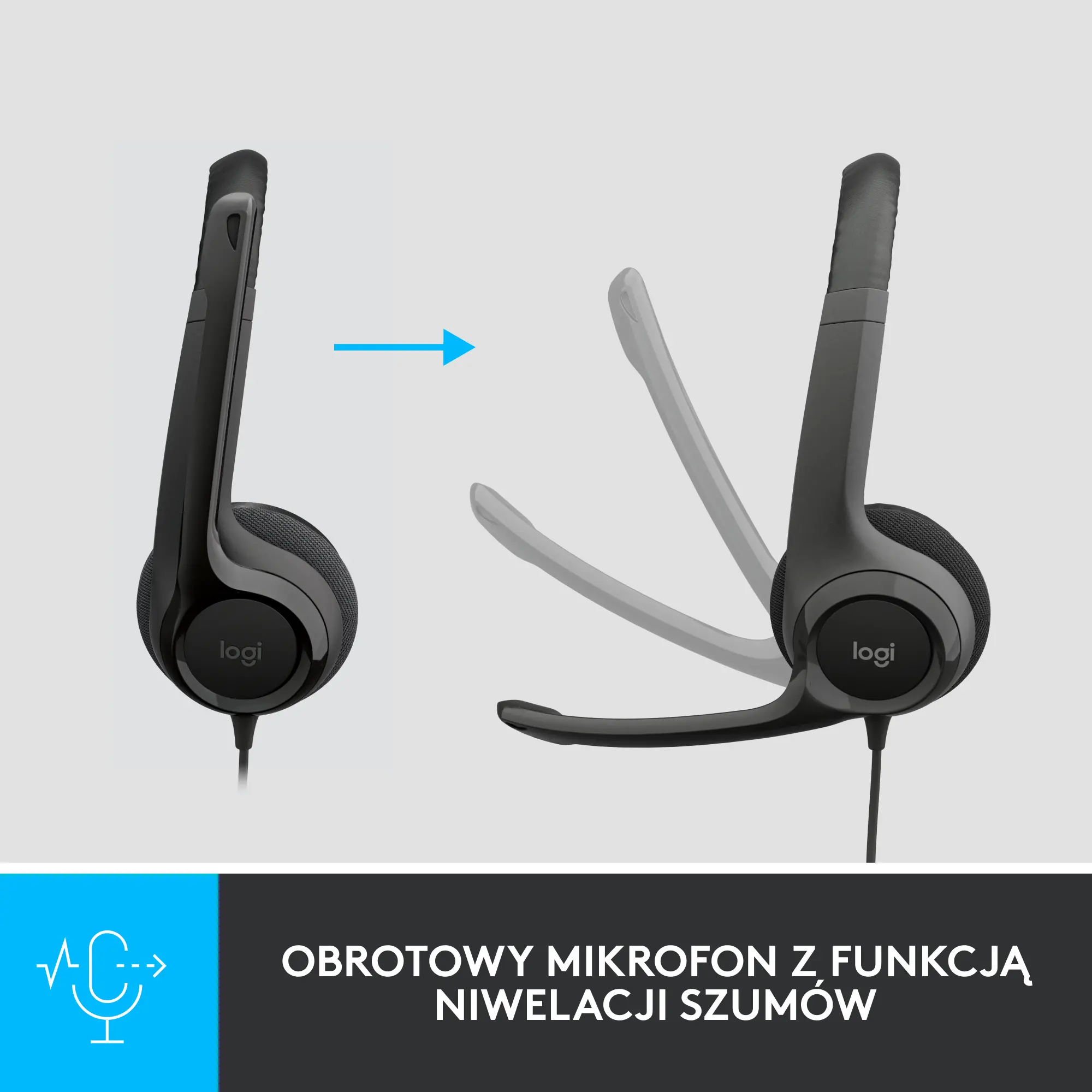 Słuchawki przewodowe z mikrofonem Logitech USB Headset H390 Nauszne Czarny