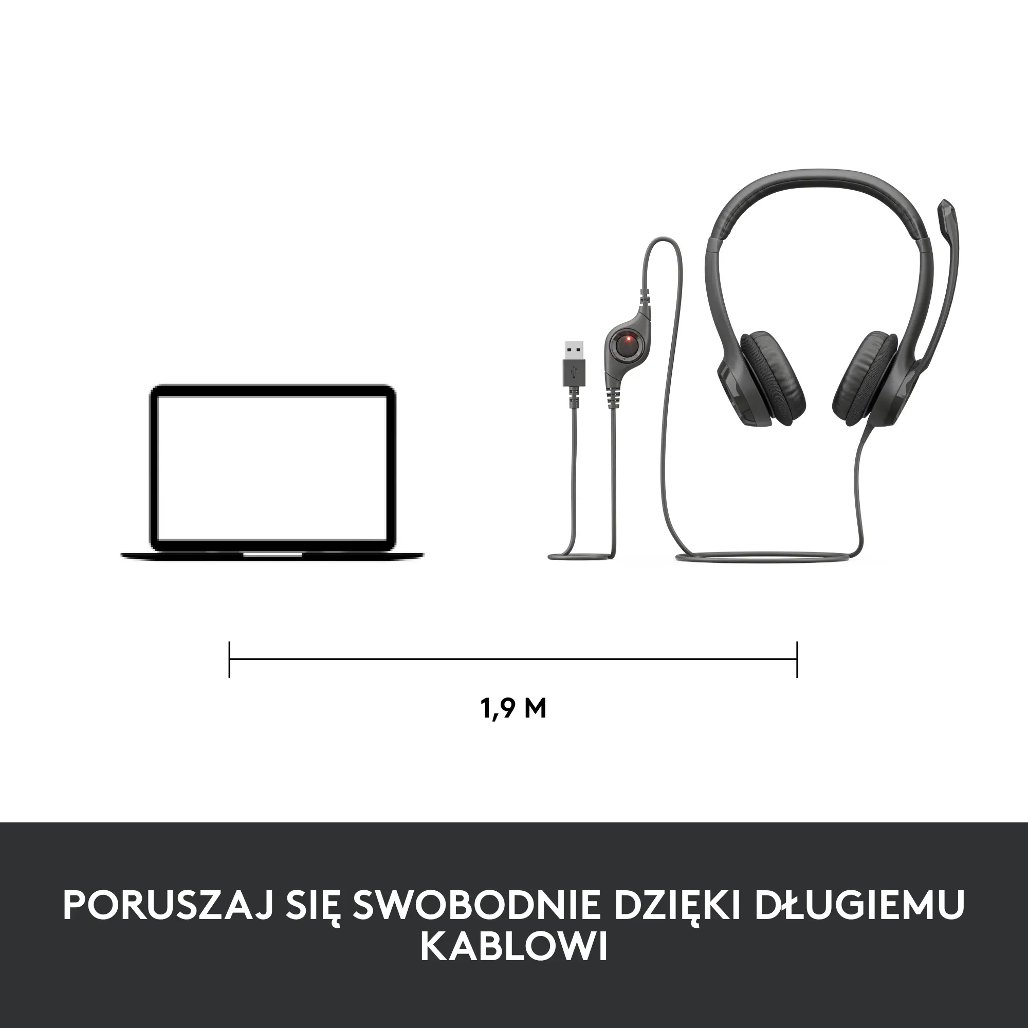 Słuchawki przewodowe z mikrofonem Logitech USB Headset H390 Nauszne Czarny